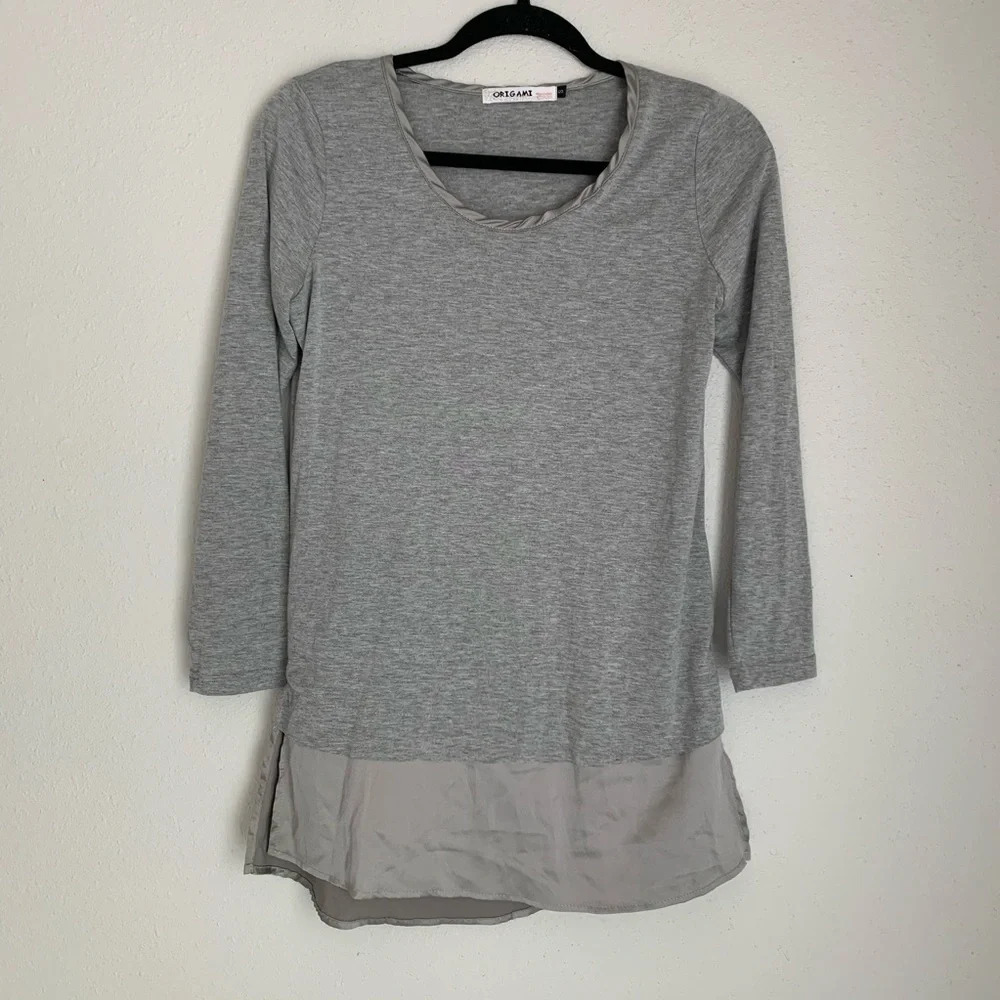 Origami grey mixed media long sleeve S